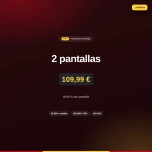 Suscripción IPTV multipantalla para 2 dispositivos a la vez