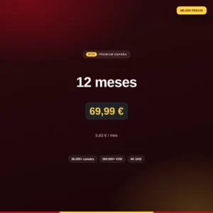 Suscripción IPTV premium de 12 meses por 69,99 €